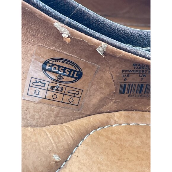 Fossil Wedge Heels Size 9 Buckle Strap Round Toe Slip On Leather Career Office - Picture 4 of 12